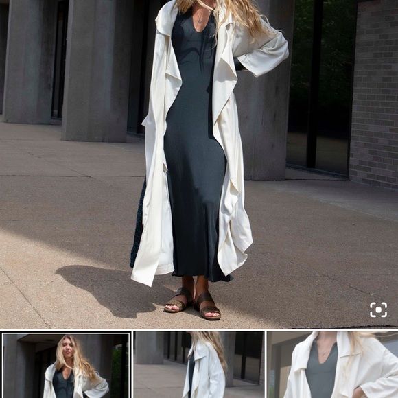 Hackwith Design House oversized lapel coat - cream silk. - Picture 4 of 4